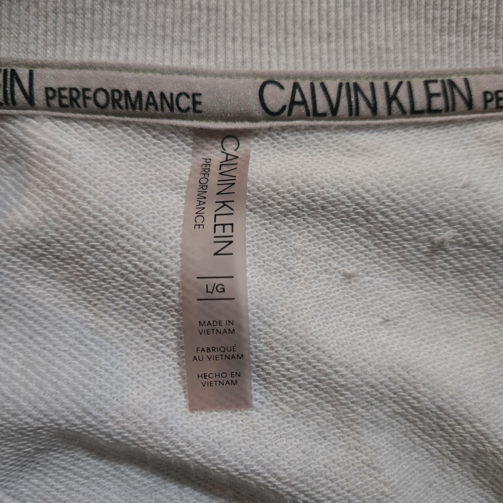 Calvin Klein Performance V Neck Cropped Sweatshirt Cinched Waist Lg Short Hoodie - Picture 12 of 15